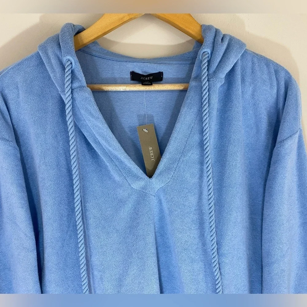 J. Crew Women’s Towel Terry Open V-Neck Hoodie, Soft Lightweight Hoodie XS NWT